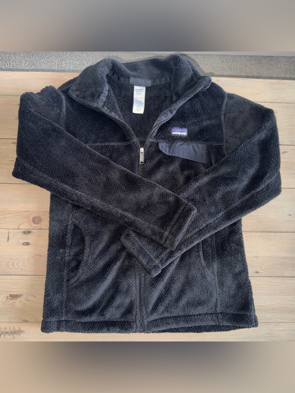 Women’s Patagonia Black High-Pile Full Zip Fleece Jacket Cozy Teddy Style Medium